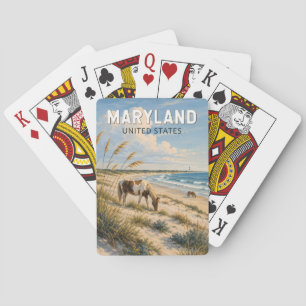 Maryland Pferd Illustration Reise Kunst Vintage Spielkarten