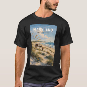 Maryland Pferd Illustration Reise Kunst Vintage T-Shirt