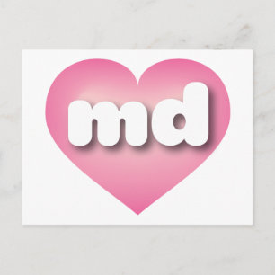 Maryland pink fade heart - I Liebe md Postkarte