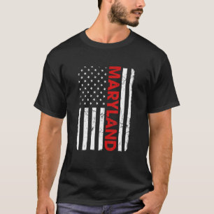Maryland Pride Retro Vintag alte amerikanische Fla T-Shirt