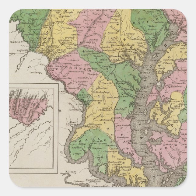 Maryland Quadratischer Aufkleber (Vorderseite)