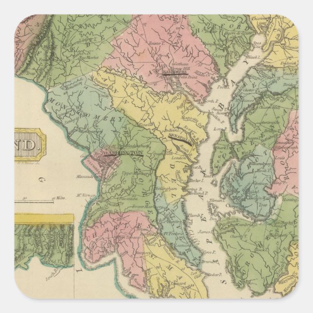 Maryland Quadratischer Aufkleber (Vorderseite)