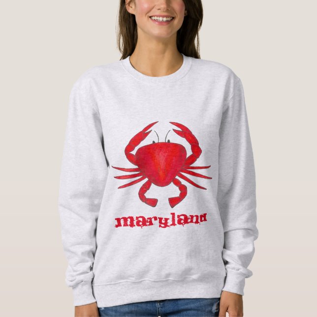 Maryland Red Crab Crabs Seafood Beach Sweatshirt (Vorderseite)