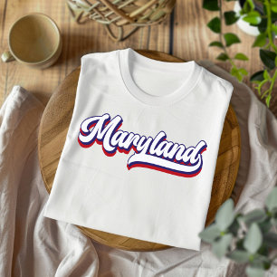 Maryland Red White and Blue Vintag Script T-Shirt