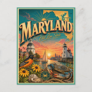 Maryland Retro-Reise-Andenken-Postkarte Postkarte