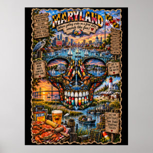 Maryland-Schädel-Kunstprint State of Mind Poster