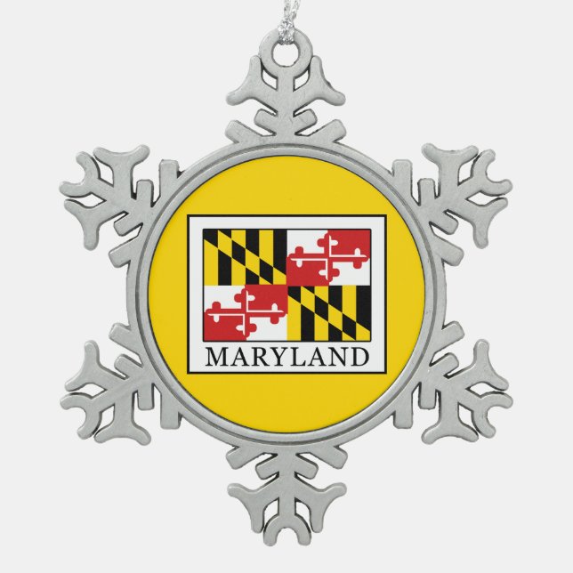 Maryland Schneeflocken Zinn-Ornament (Vorderseite)
