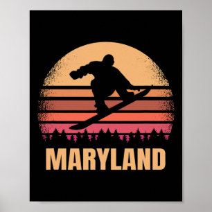 Maryland Snowboarden Vintage Md Snow Boarder Retro Poster