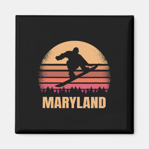 Maryland Snowboarding Vintag Md Snow Boarder Retr Magnet