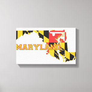 Maryland-Staat Flagge und Karte Leinwanddruck