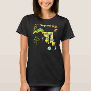 Maryland Staat Karte mit den wichtigsten Städten R T-Shirt
