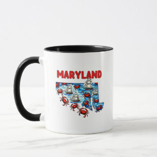 Maryland Staat Kontur Tattoo Style Tasse