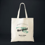 Maryland Staat Map Wedding Welcome Bag Tasche, Bla Tragetasche<br><div class="desc">Hochzeitswochenende Begrüßungsgeschenktasche für Gäste aus der Stadt, um Ihre Hochzeit zu feiern, mit dem Bild von Maryland. Sie können die Farben für jeden Teil dieses Designs bearbeiten und das Herz an den Ort Ihrer Hochzeit bringen. Klicken Sie zum Ändern der Farben auf Personalisieren und dann auf "Bearbeiten mit dem Entwurfstool"....</div>