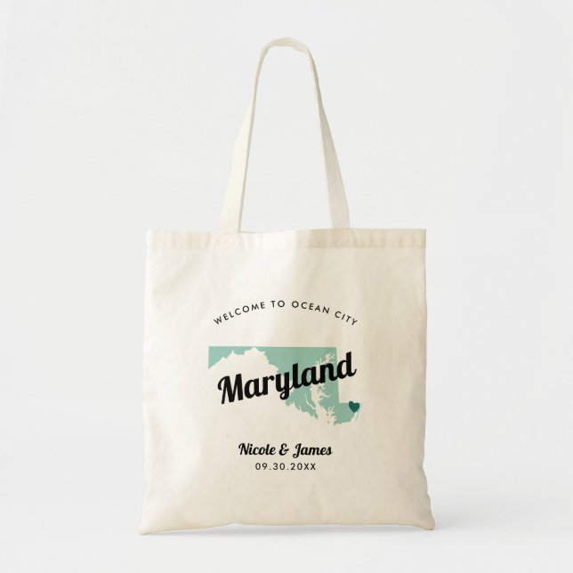 Maryland Staat Map Wedding Welcome Bag Tasche, Bla Tragetasche (Vorne)