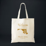 Maryland Staat Map Wedding Welcome Bag Tasche, Gol Tragetasche<br><div class="desc">Hochzeitswochenende Begrüßungsgeschenktasche für Gäste,  die außerhalb der Stadt wohnen,  für Ihre Hochzeit mit dem Bild von Maryland,  mit Herz können Sie an der genauen Lage platzieren. Fülle die Tasche mit deinen Lieblingsgoodies.</div>