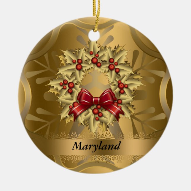 Maryland Staat Weihnachtsdekoration Keramik Ornament (Vorne)