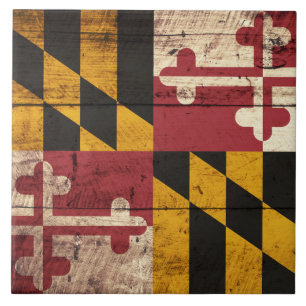 Maryland-Staats-Flagge auf altem hölzernem Korn Fliese