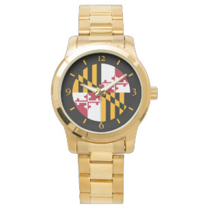Maryland-Staats-Flaggen-blauer Wählziffer-Entwurf Armbanduhr