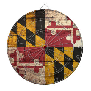 Maryland Staatsflagge auf altem Holzmaserung Dartscheibe