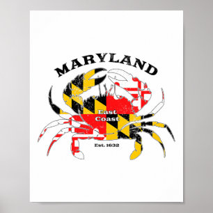 Maryland Staatsflagge Krabben Stolz Annapolis Ltim Poster