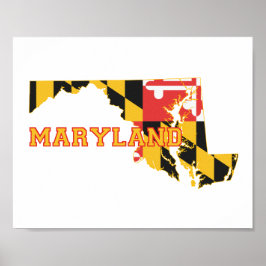 Maryland State Flag and Map Poster