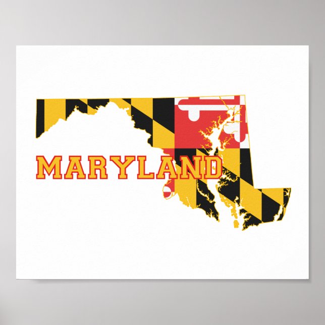 Maryland State Flag and Map Poster (Vorne)