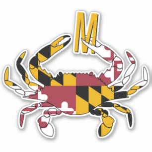 Maryland State Flag Blue Crab Monogram Aufkleber