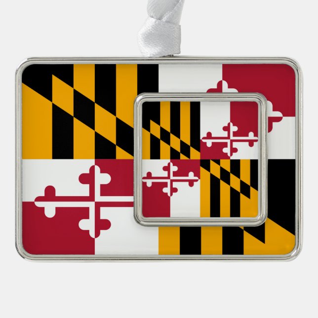 Maryland State Flag Colors Style Rahmen-Ornament Silber (Vorderseite)