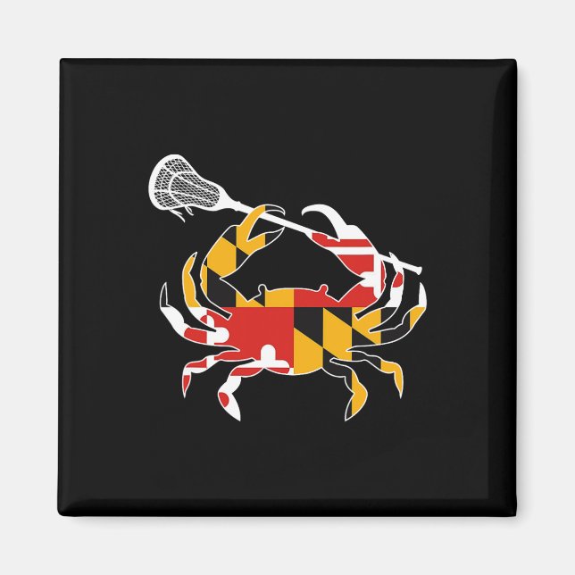 Maryland State Flag Crab Lacrosse Complete Stick B Magnet (Vorne)