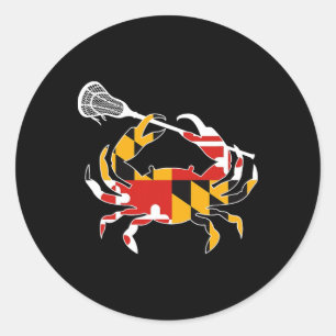 Maryland State Flag Crab Lacrosse Complete Stick B Runder Aufkleber