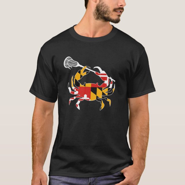 Maryland State Flag Crab Lacrosse Complete Stick B T-Shirt (Vorderseite)