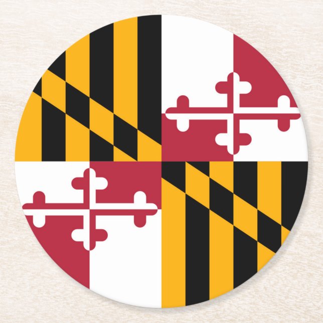 Maryland State Flag Design Accent Runder Pappuntersetzer (Vorderseite)