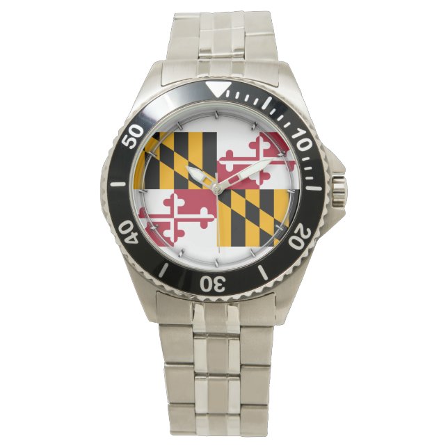 Maryland State Flag Design Armbanduhr (Vorderseite)