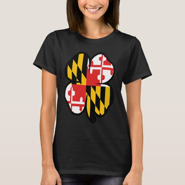 Maryland State Flag Kleeblatt C Irish St Patricks  T-Shirt (Vorderseite)