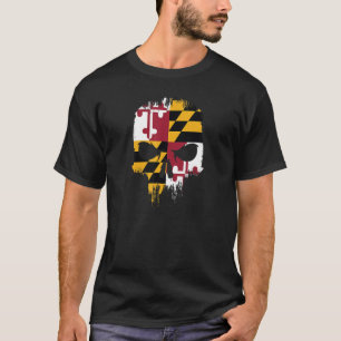 Maryland State Flag Skull MD Staatsstolz Grunge Sk T-Shirt