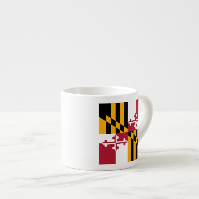 Maryland State Flag Stilvolles Display Espressotasse (Vorderseite Rechts)