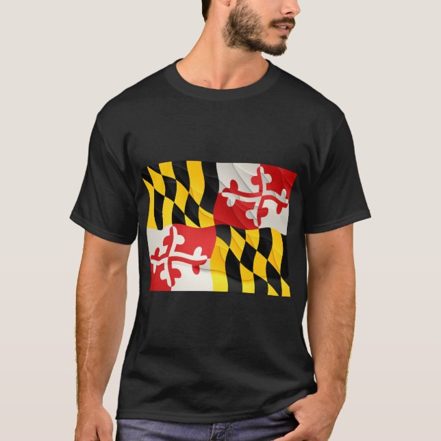 Maryland State Flag T Shirt mit Welleneffekt (Vorderseite)