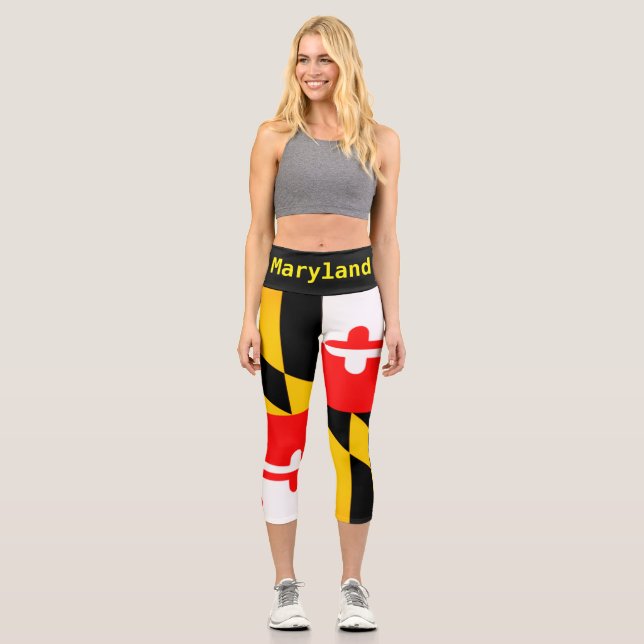 Maryland State Flag Yogi Pants Capri Leggings (Vorderseite)