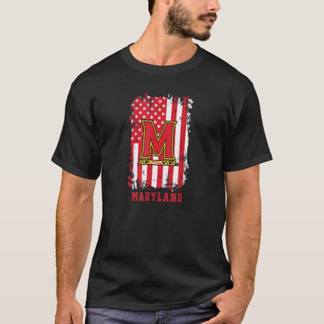 Maryland Terrapins Patriotic Retro American Flag B T-Shirt (Vorderseite)