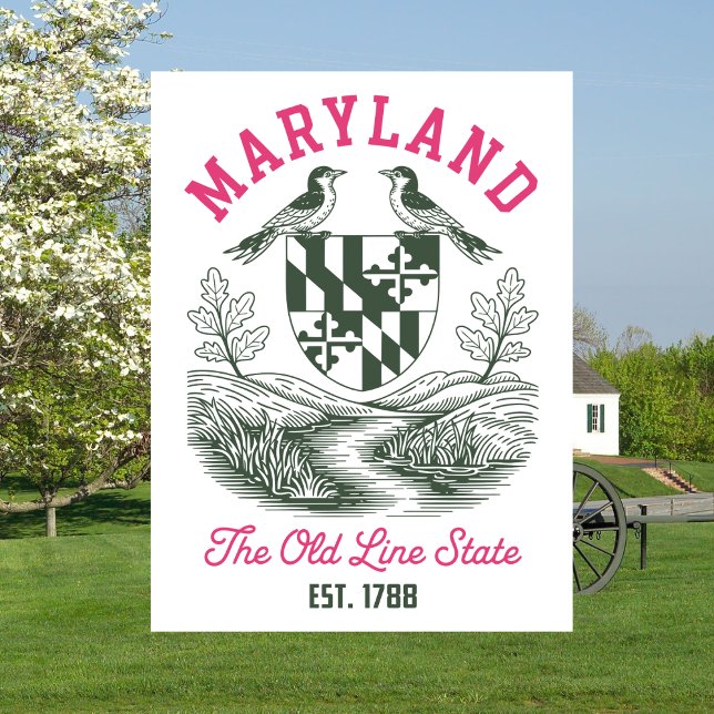 Maryland The Old Line Staat Est. 1788 Wappen Postkarte (Maryland )