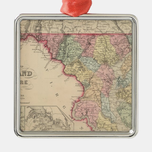 Maryland und Delaware 2 Silbernes Ornament (Vorne)