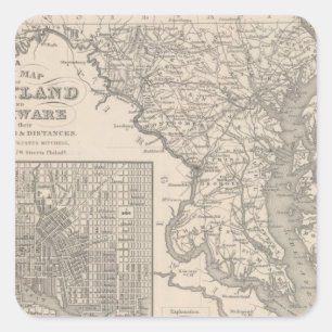 Maryland und Delaware Quadratischer Aufkleber