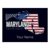 Maryland United Staaten Retro Staat Map Vintag USA