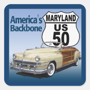 Maryland US Route 50 Quadratischer Aufkleber