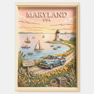 Maryland US-Straßenreise Chesapeake Bay Oldtimer-L Magnet