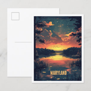 Maryland USA Kunst Vintage-Illustration Reise Postkarte
