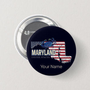 Maryland Vereinigte Staaten Retro-Staatskarte Vint Button