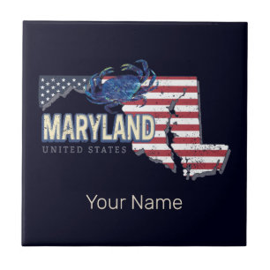 Maryland Vereinigte Staaten Retro-Staatskarte Vint Fliese