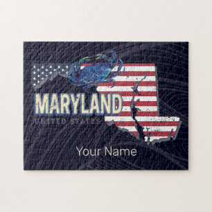 Maryland Vereinigte Staaten Retro-Staatskarte Vint Puzzle