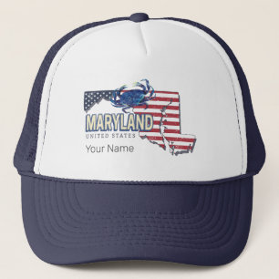 Maryland Vereinigte Staaten Retro-Staatskarte Vint Truckerkappe